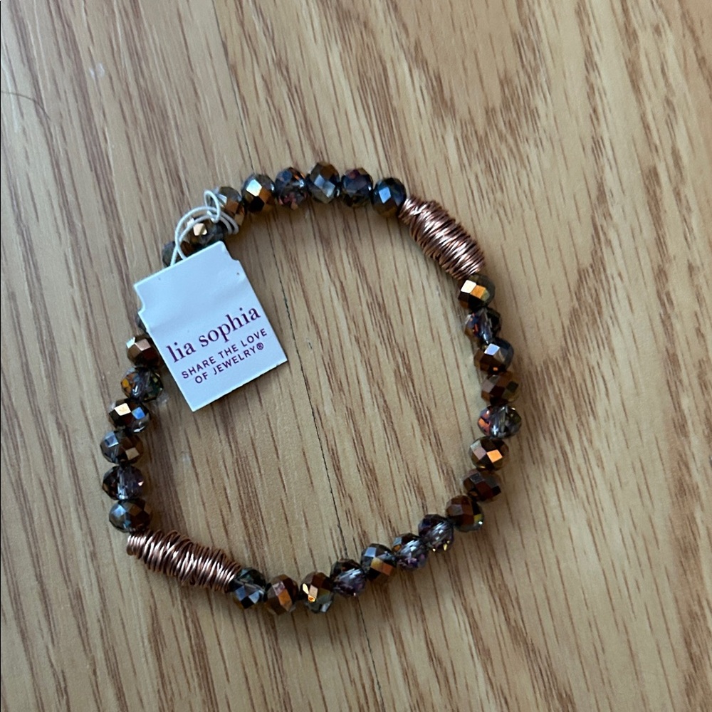 Lia Sophia Copper and Brown Beaded Bracelet